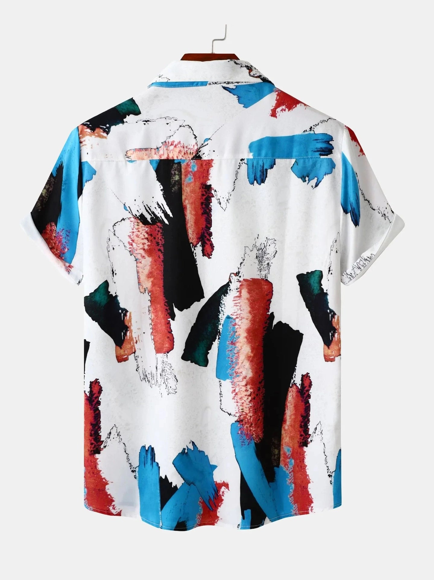 Men's Plus Size Abstract Print Short Sleeve Button-Down Casual Shirt Trendsi