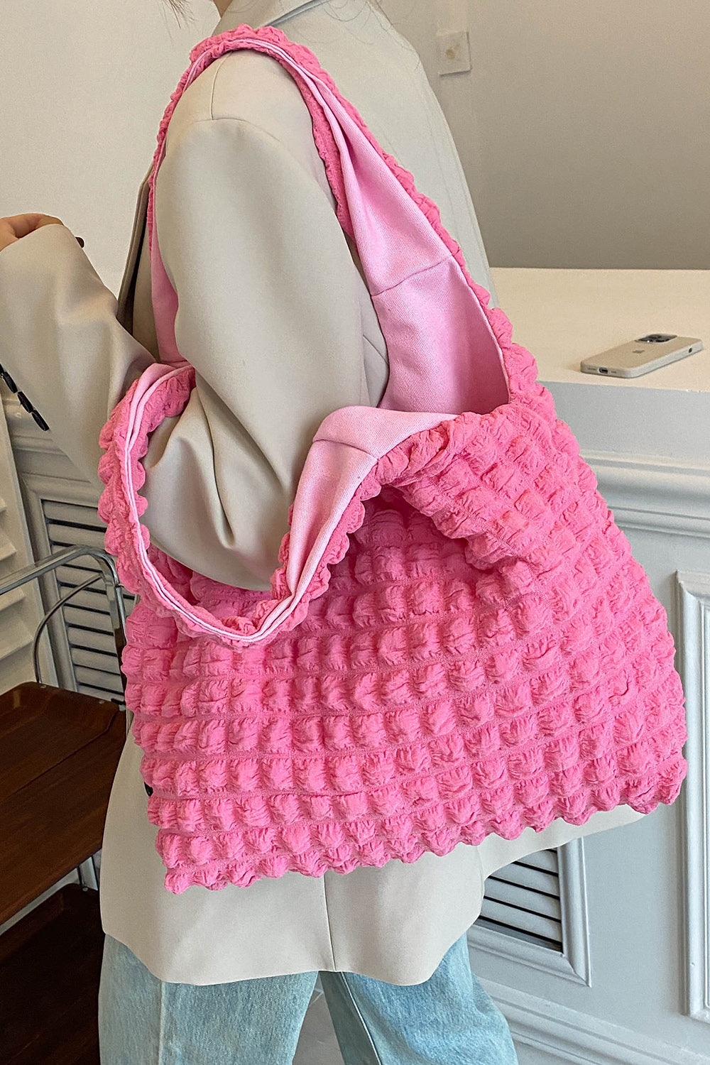 Women Ruched Polyester Large Handbag NicholesGifts