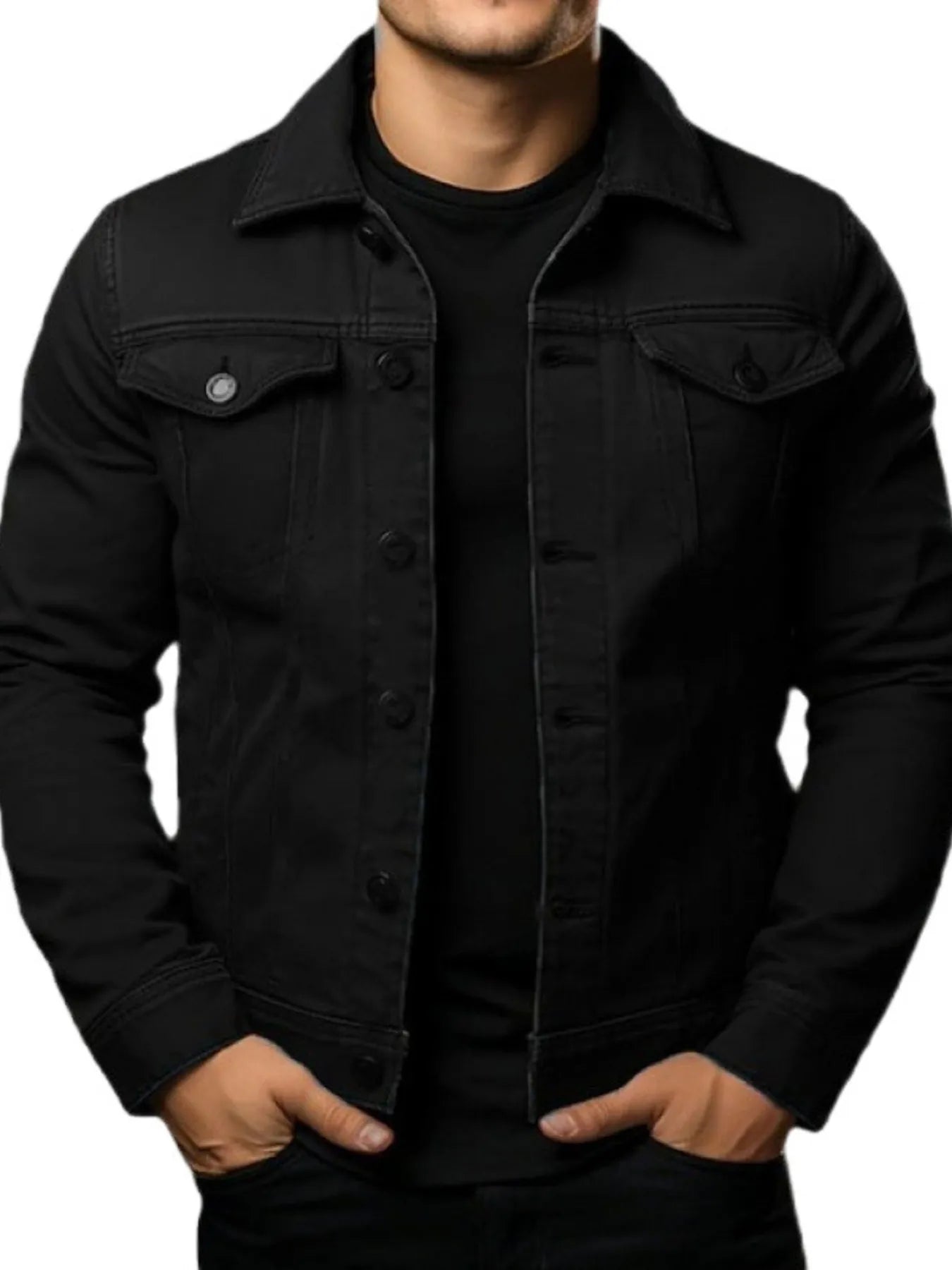 Men's Full Size Button Up Long Sleeve Jacket Plus Size Trendsi