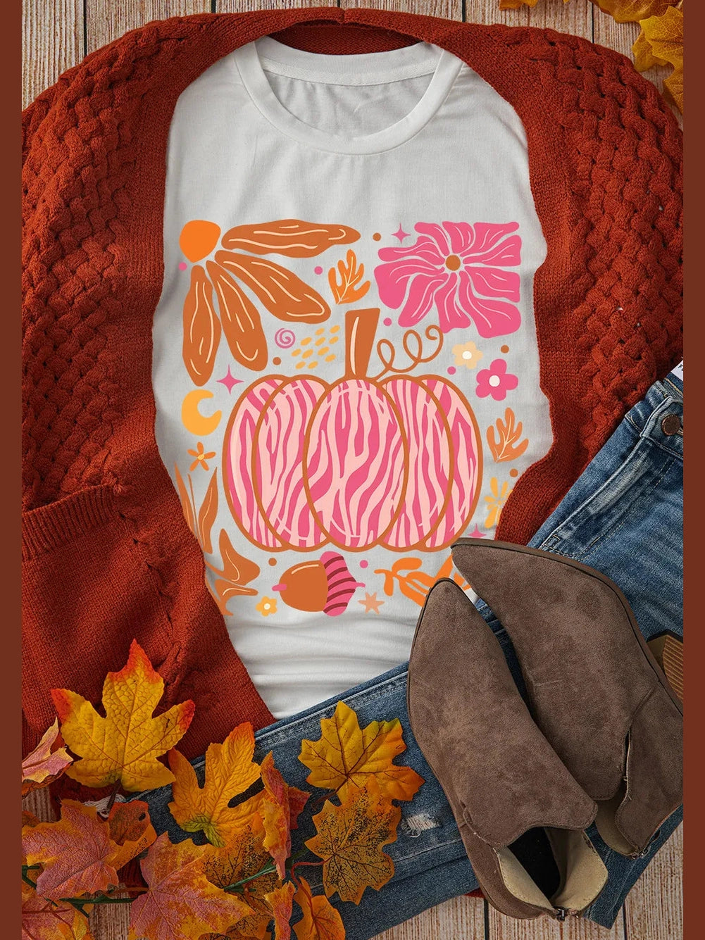 Graphic Round Neck Short Sleeve T-Shirt