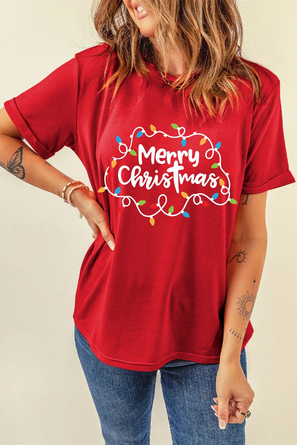 MERRY CHRISTMAS Round Neck Short Sleeve T-Shirt NicholesGifts