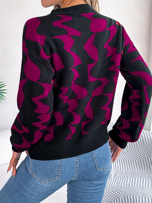 Round Neck Long Sleeve Sweater nicholesgifts