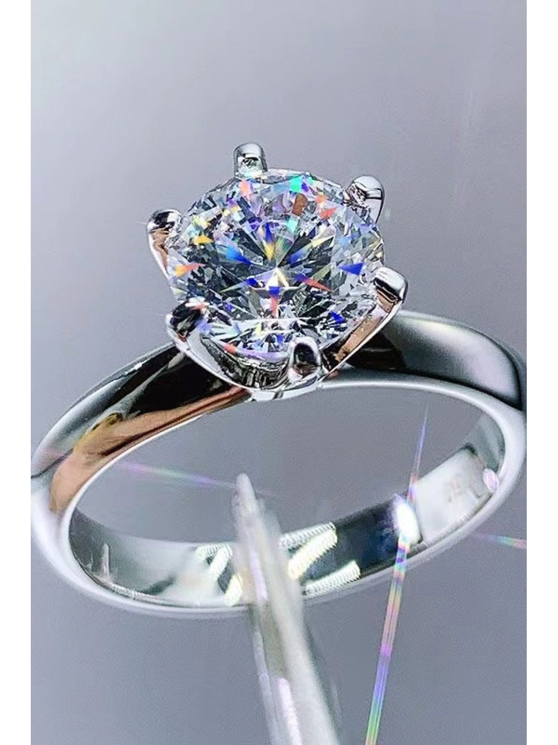 Adored 925 Sterling Silver 3 Carat Moissanite 6-Prong Ring