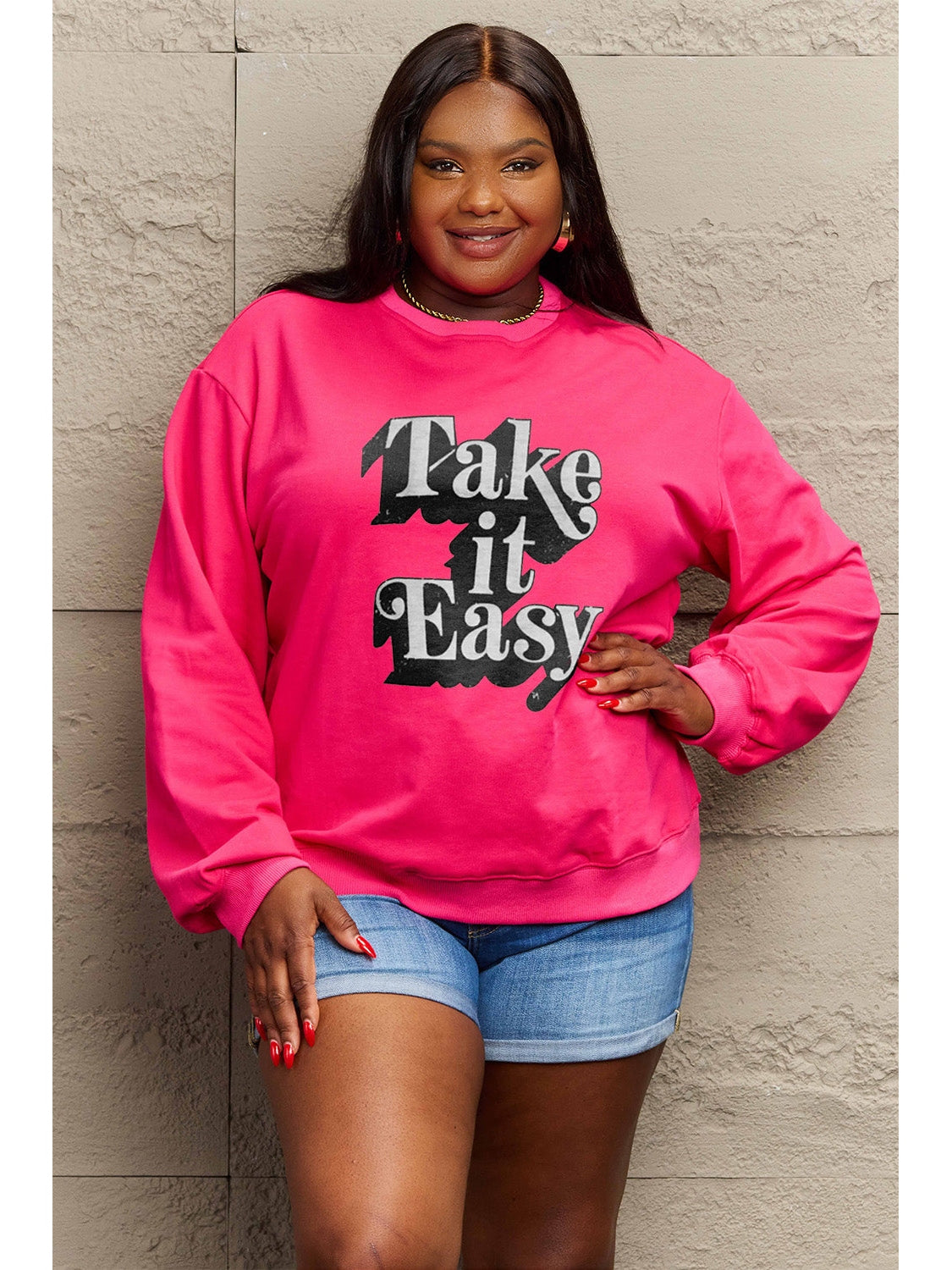 Simply Love Full Size TAKE IT EASY Graphic Sweatshirt NicholesGifts