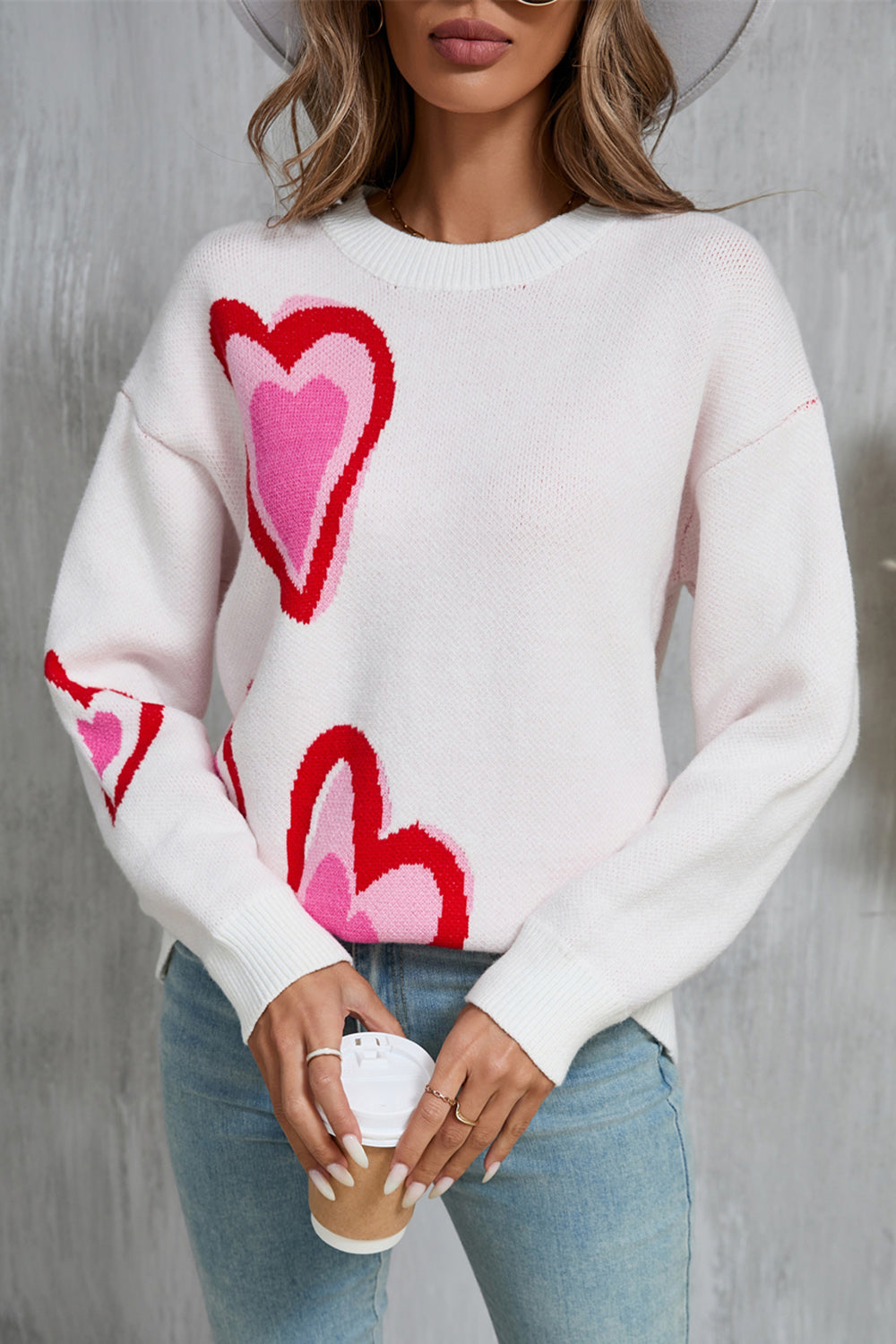 NicholesGifts Women Angel Wings Heart Round Neck Long Sleeve Sweater NicholesGifts
