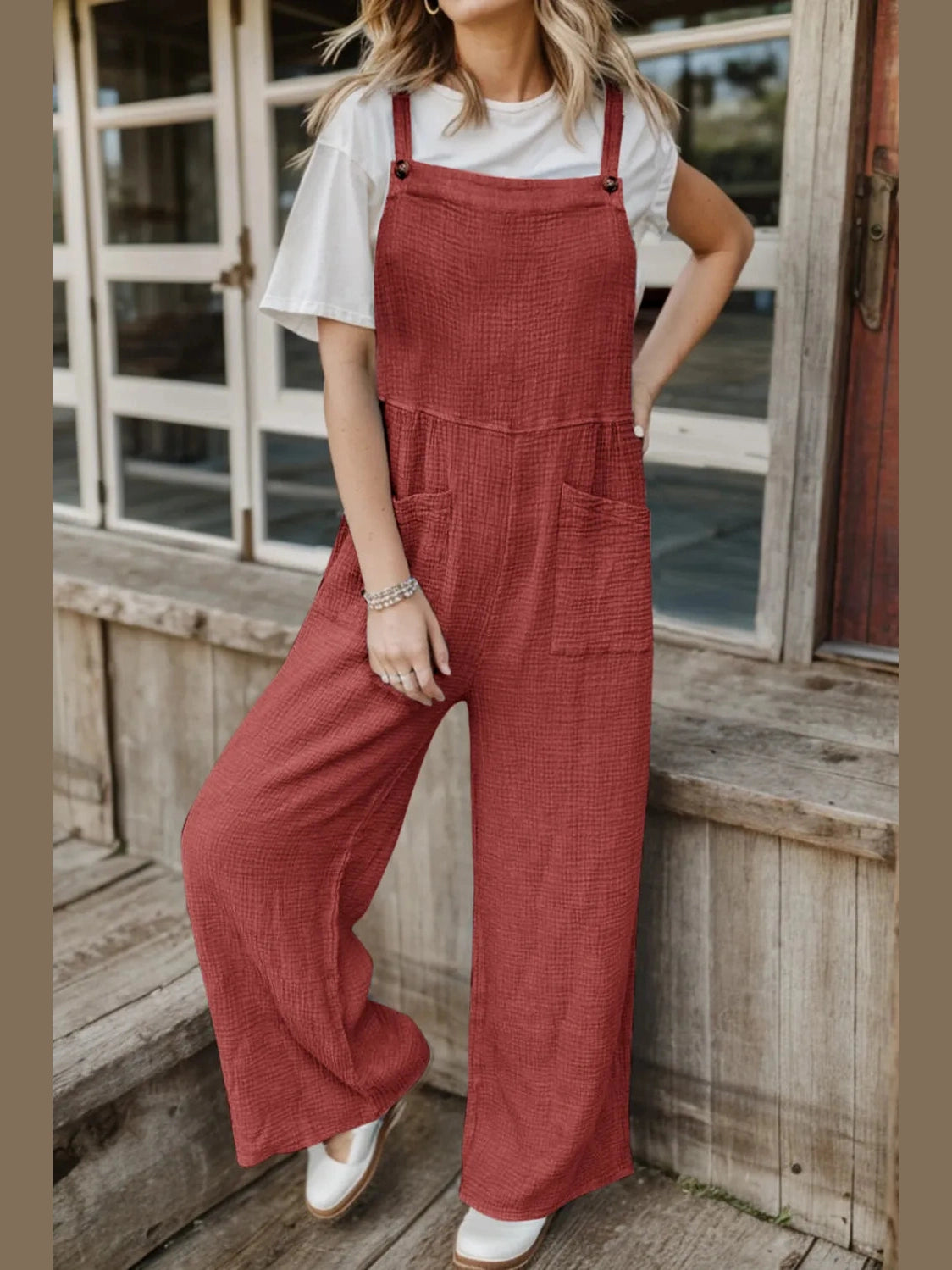 Full Size Wide Leg Front Pocket Jumpsuit nicholesgifts