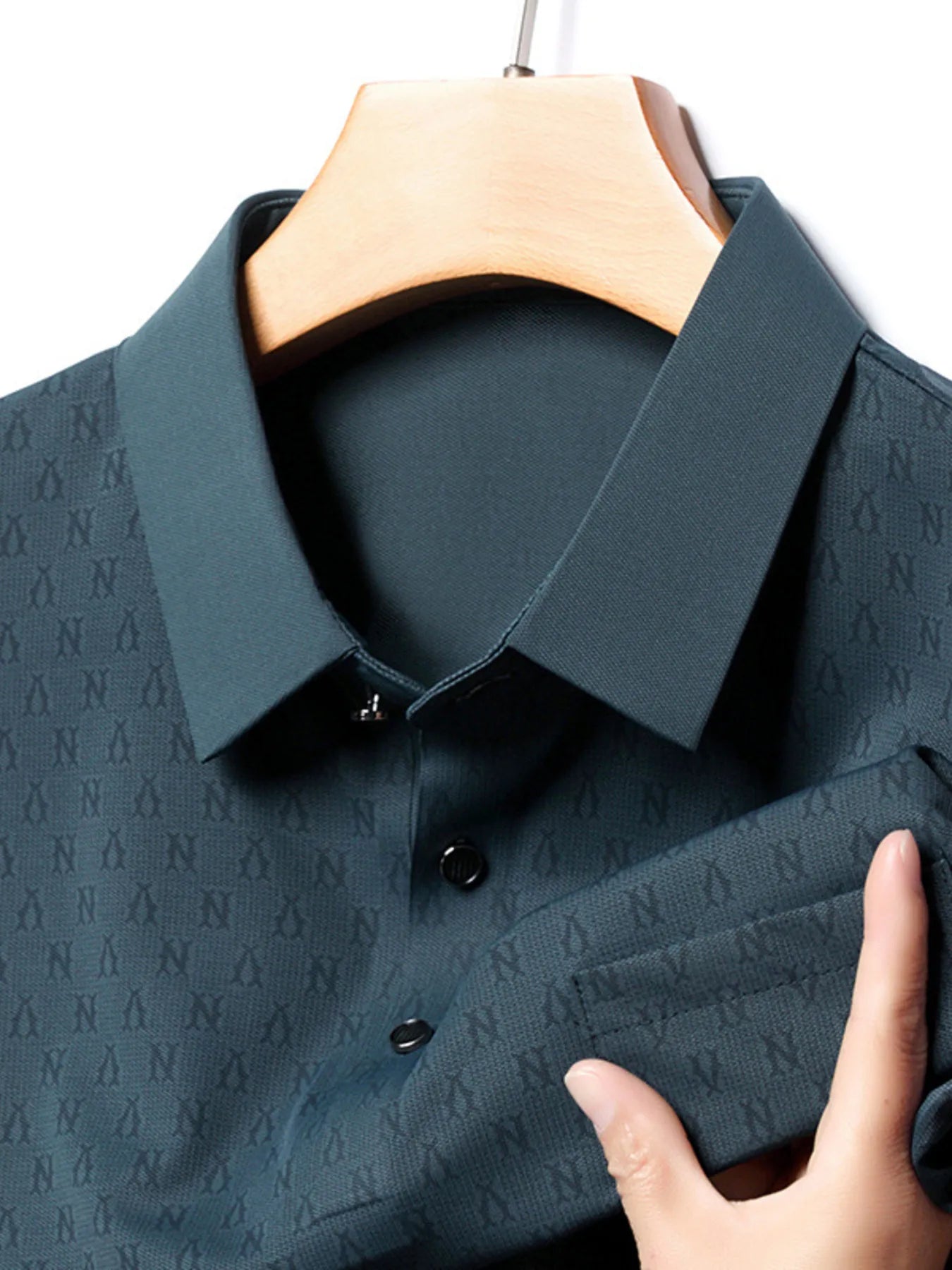 Men's Plus Size Textured Short Sleeve Casual Polo Shirt