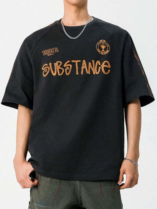 Men's Letter Round Neck Half Sleeve T-Shirt NicholesGifts