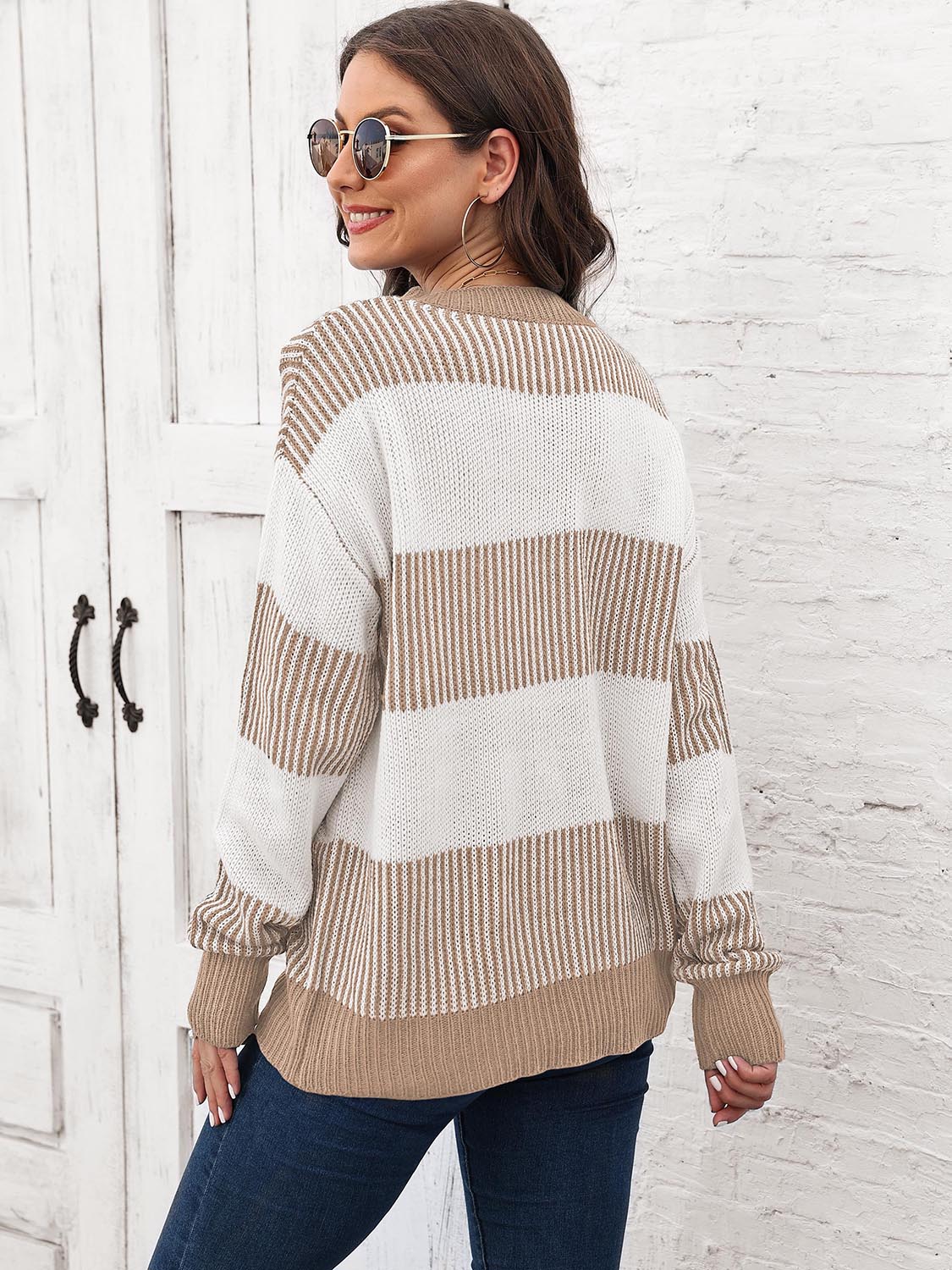 Full Size Round Neck Drop Shoulder Sweater nicholesgifts