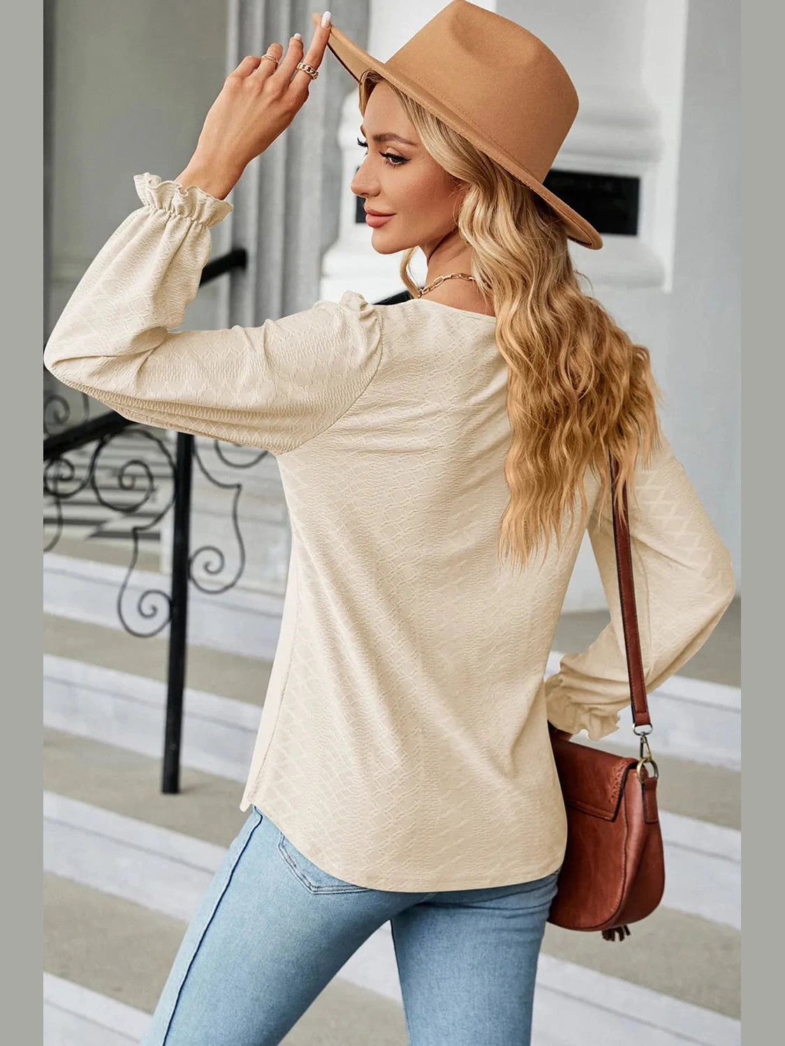 Round Neck Flounce Sleeve T-Shirt NicholesGifts