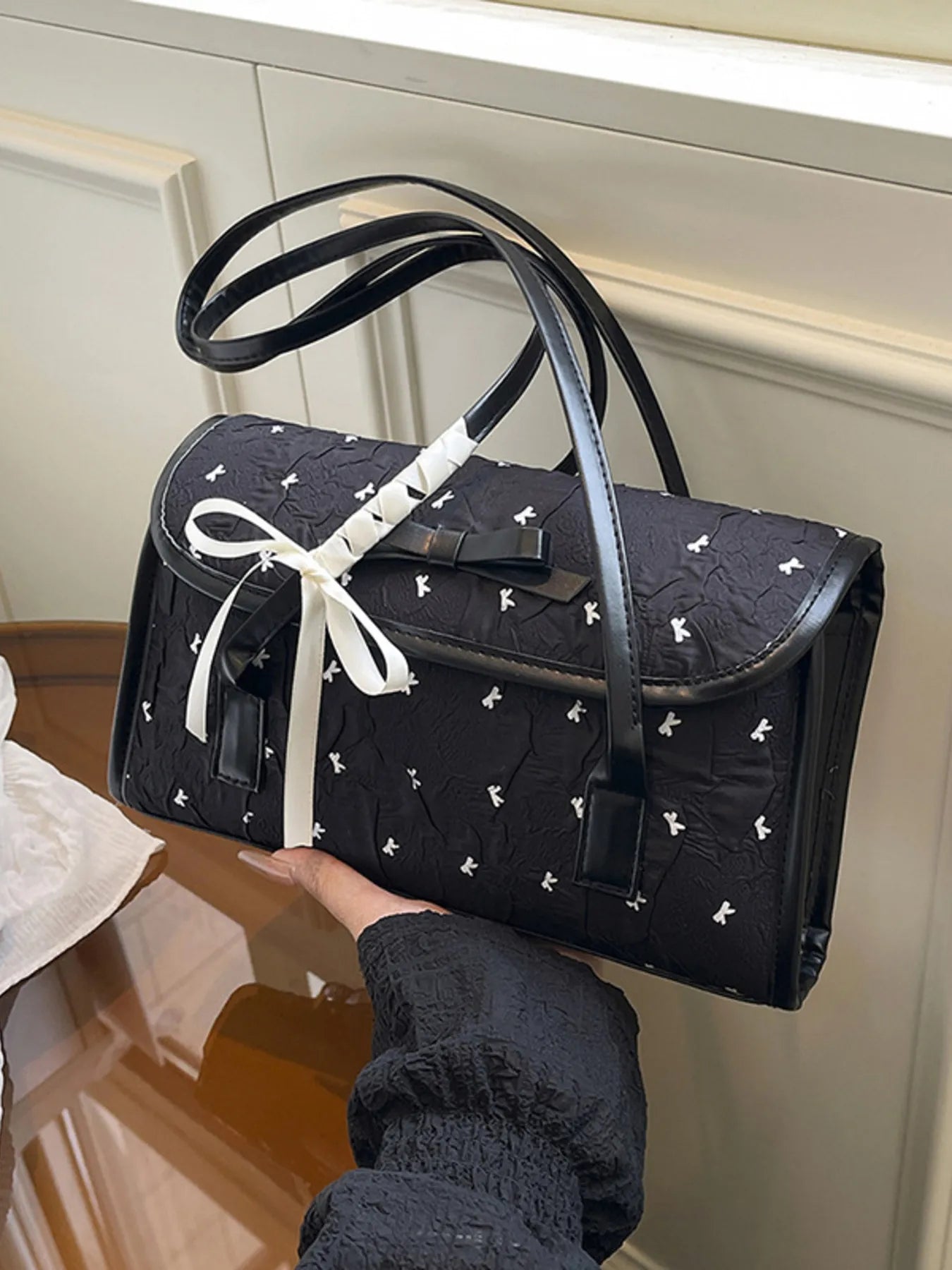 Bow PU Leather Shoulder Bag Trendsi