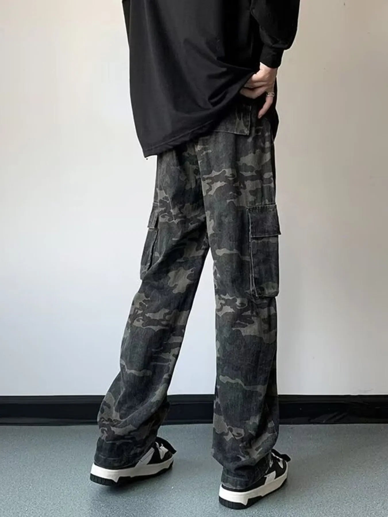 Men's Full Size Camouflage Wide Leg Cargo Jeans Plus Size