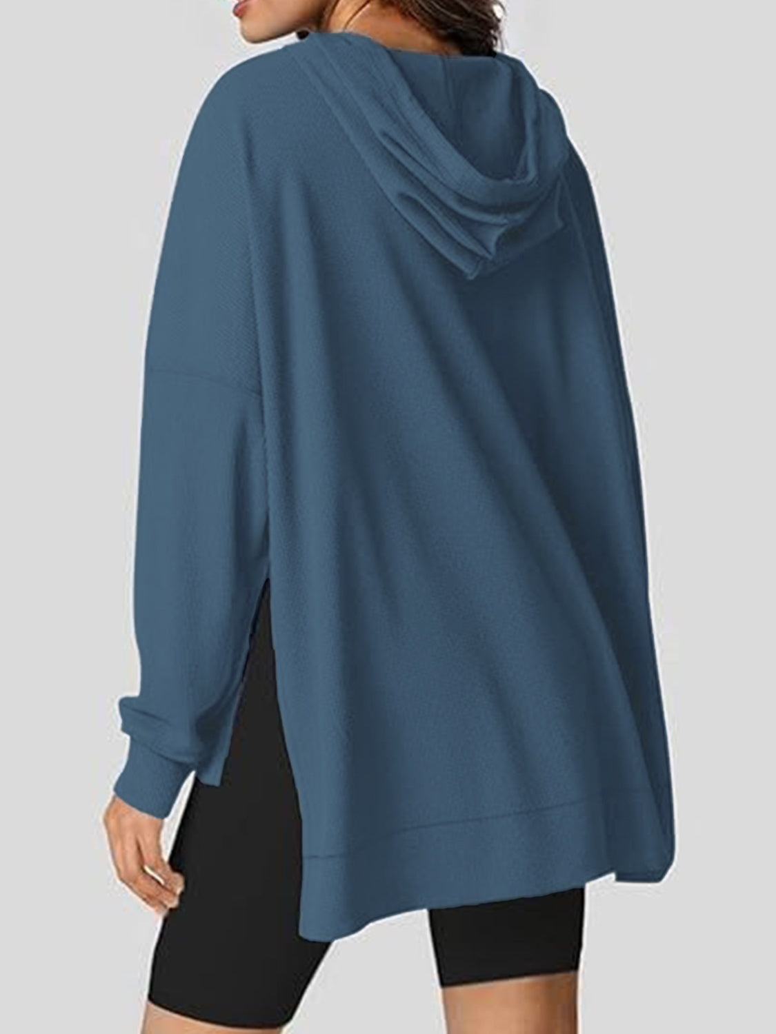 NicholesGifts Women Drawstring Slit Long Sleeve Hoodie NicholesGifts