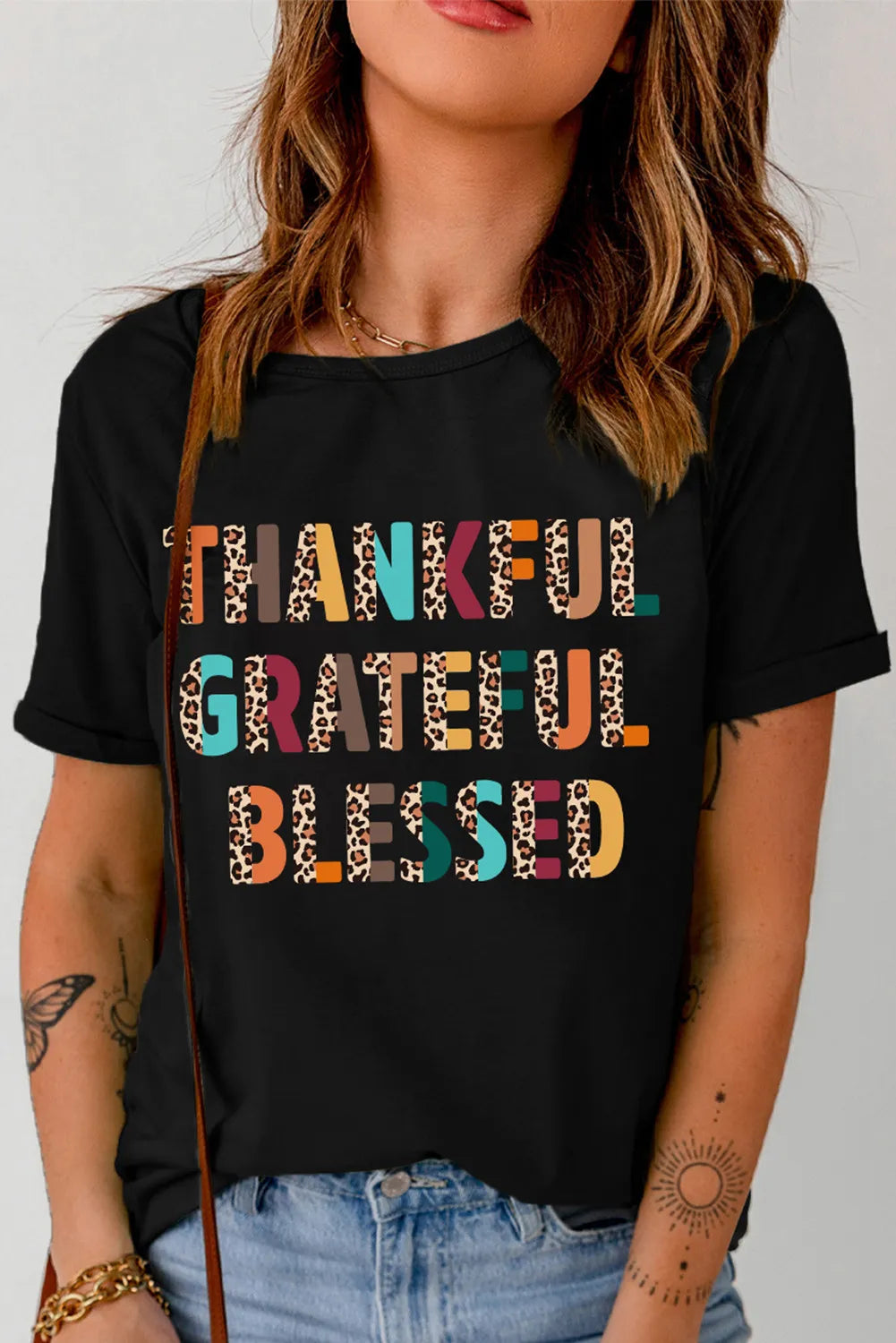 Letter Graphic Round Neck Short Sleeve T-Shirt NicholesGifts