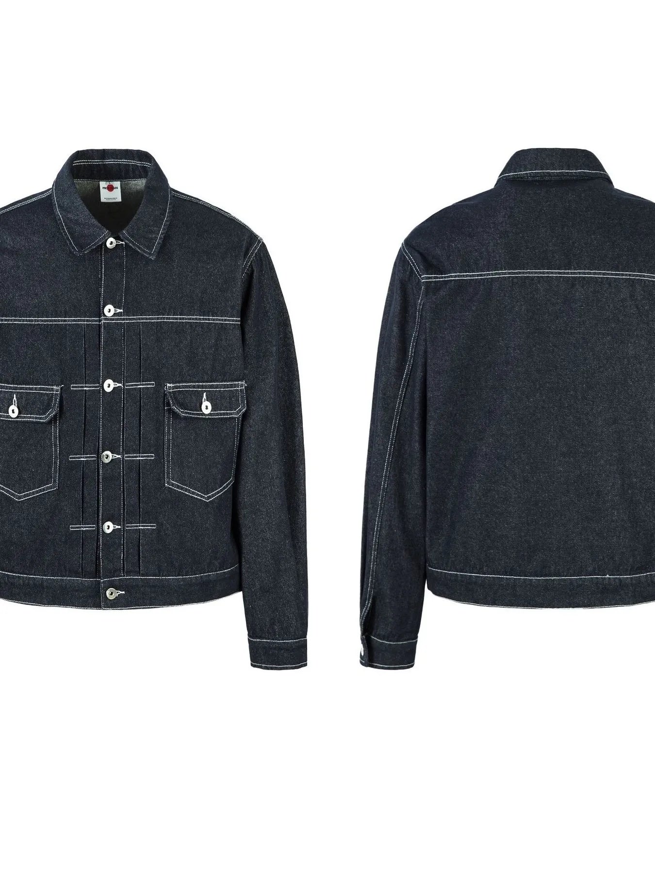 Men's Contrast Stitching Button Up Denim Jacket Trendsi