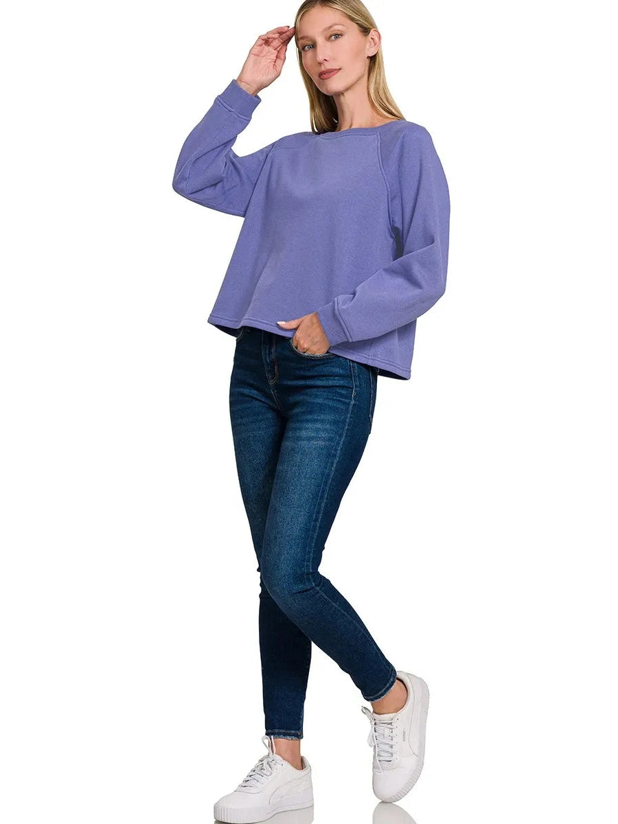 Zenana Fleece Raglan Round-Neck Sweatshirt NicholesGifts