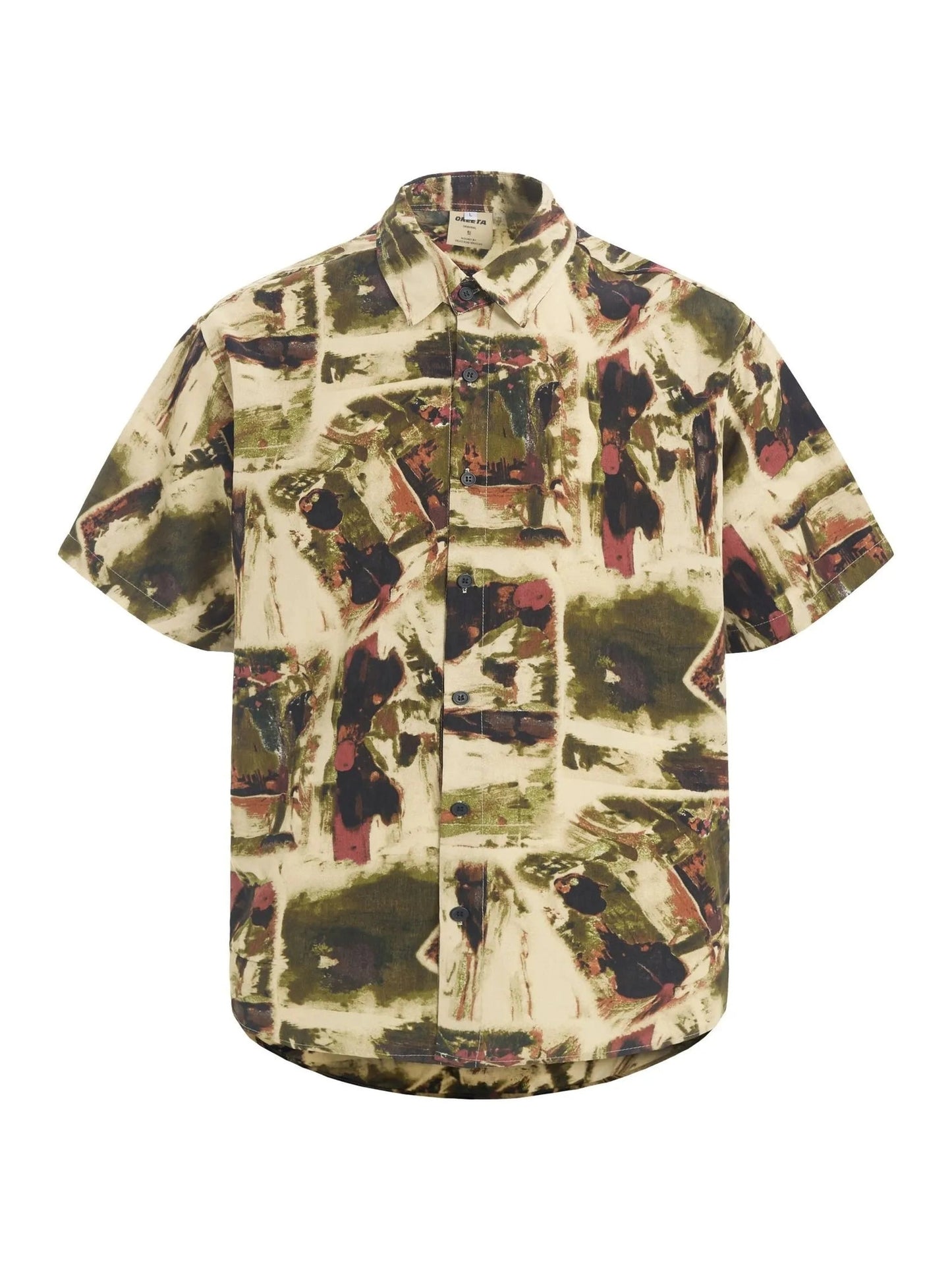 Men's Abstract Printed Short Sleeve Button-Up Shirt NicholesGifts