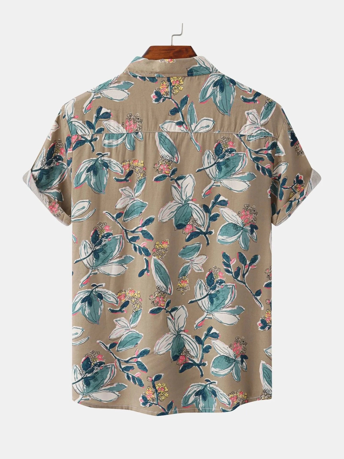 Men's Plus Size Floral Print Short Sleeve Button-Up Shirt NicholesGifts