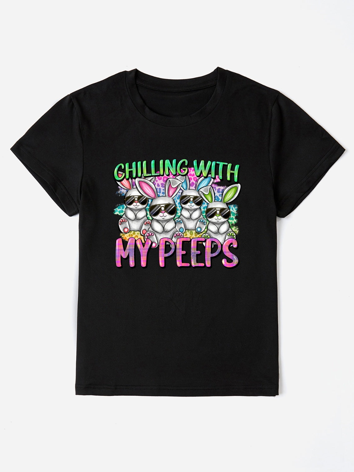 Women Chilling With My Peeps Round Neck Short Sleeve T-Shirt NicholesGifts