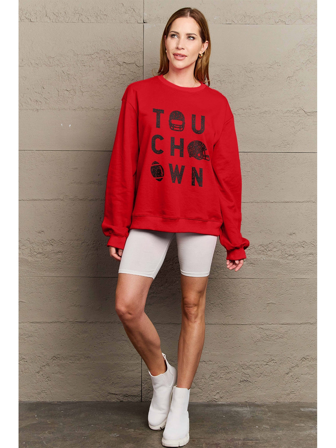 Women Simply Love Full Size Touchdown Long Sleeve Sweatshirt NicholesGifts