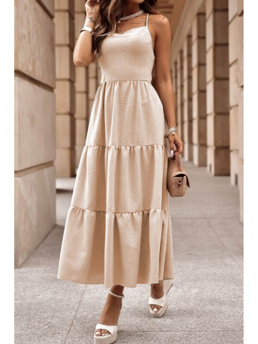 Tiered Crisscross Spaghetti Strap Dress NicholesGifts