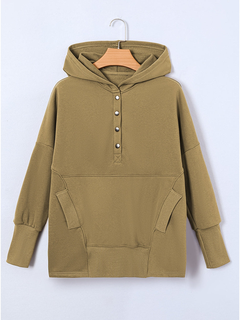 NicholesGifts Women Quarter-Snap Dropped Shoulder Hoodie NicholesGifts