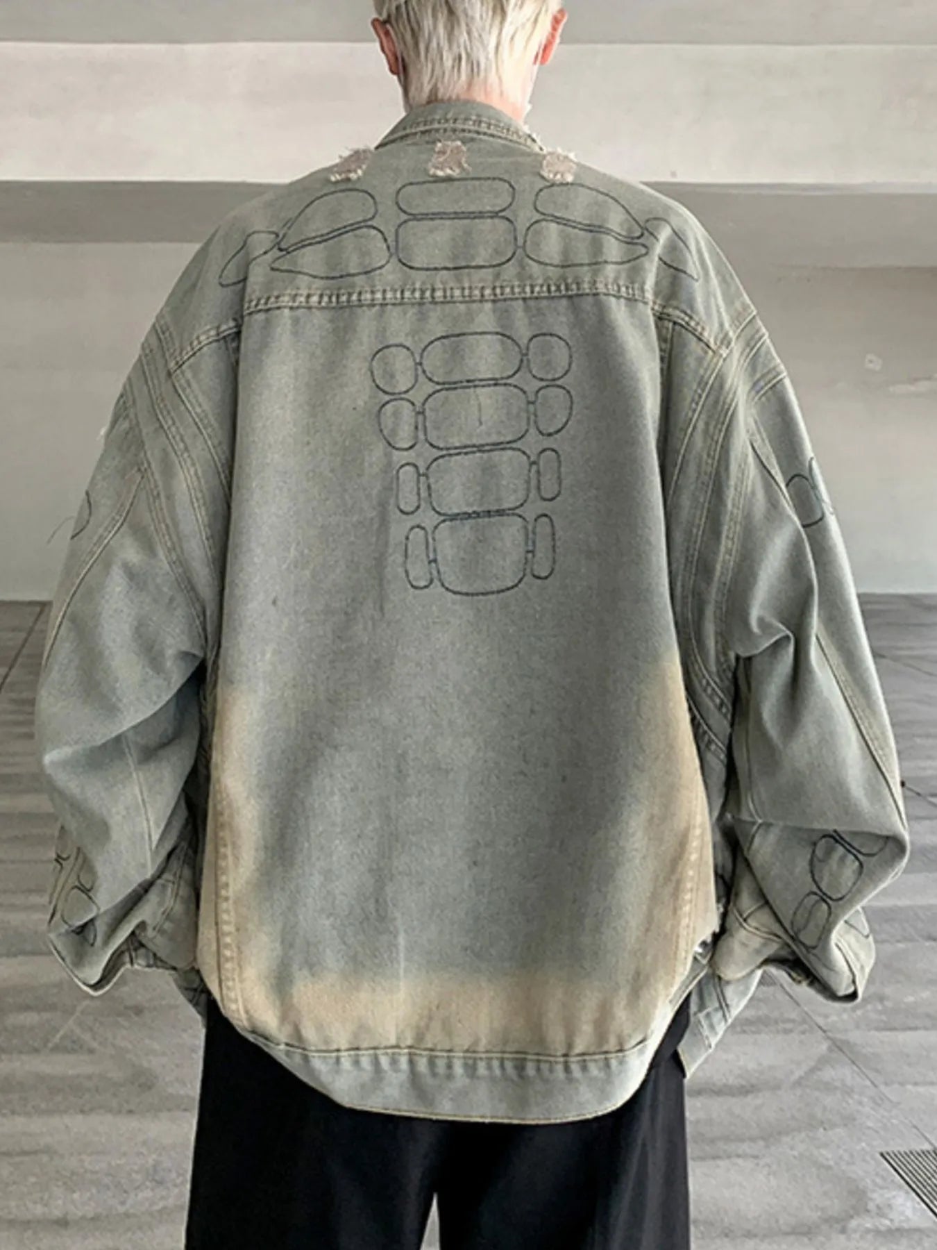 Men's Plus Size Distressed Button Up Denim Jacket NicholesGifts