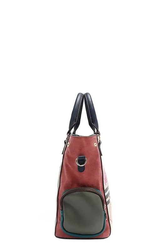 Nicole Lee USA Eco-Leather Handbag with Side Pockets Trendsi
