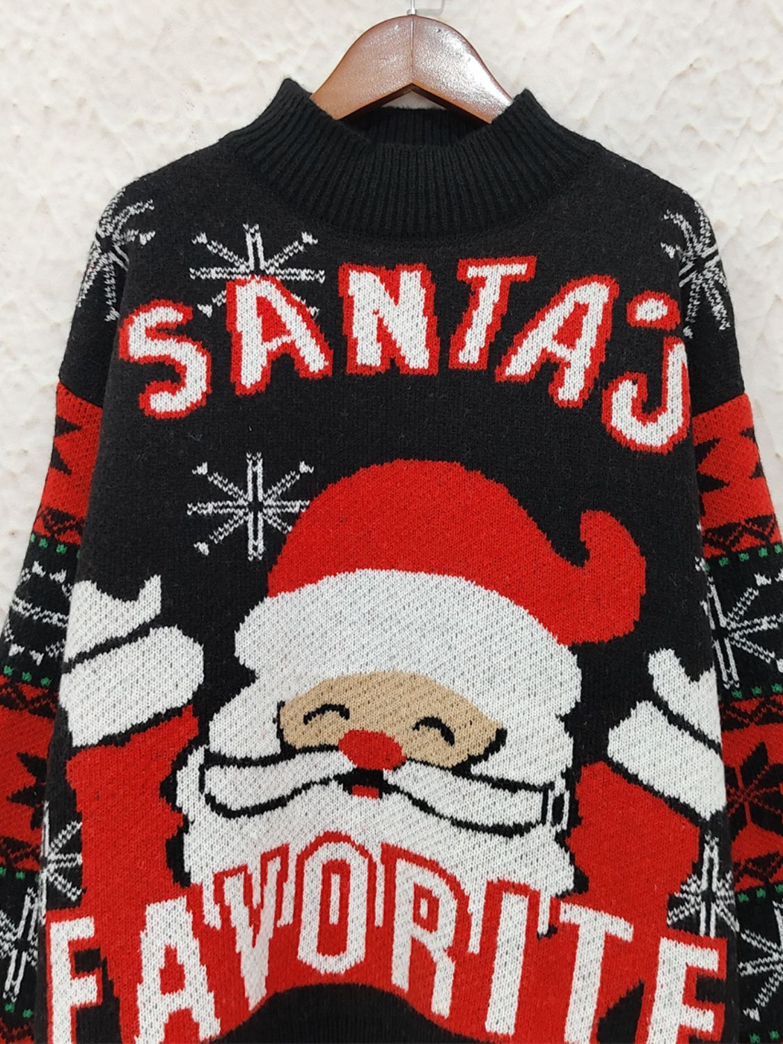 Santa Mock Neck Long Sleeve Sweater NicholesGifts