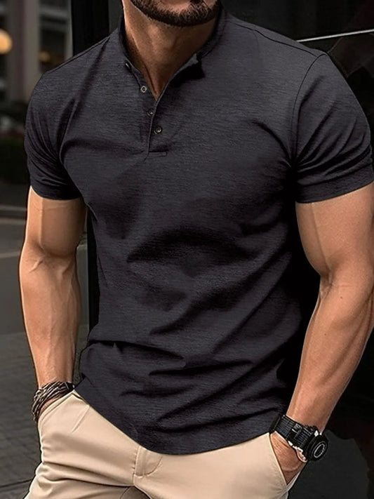 Men's Full Size Button Detail Short Sleeve Polo Plus Size NicholesGifts