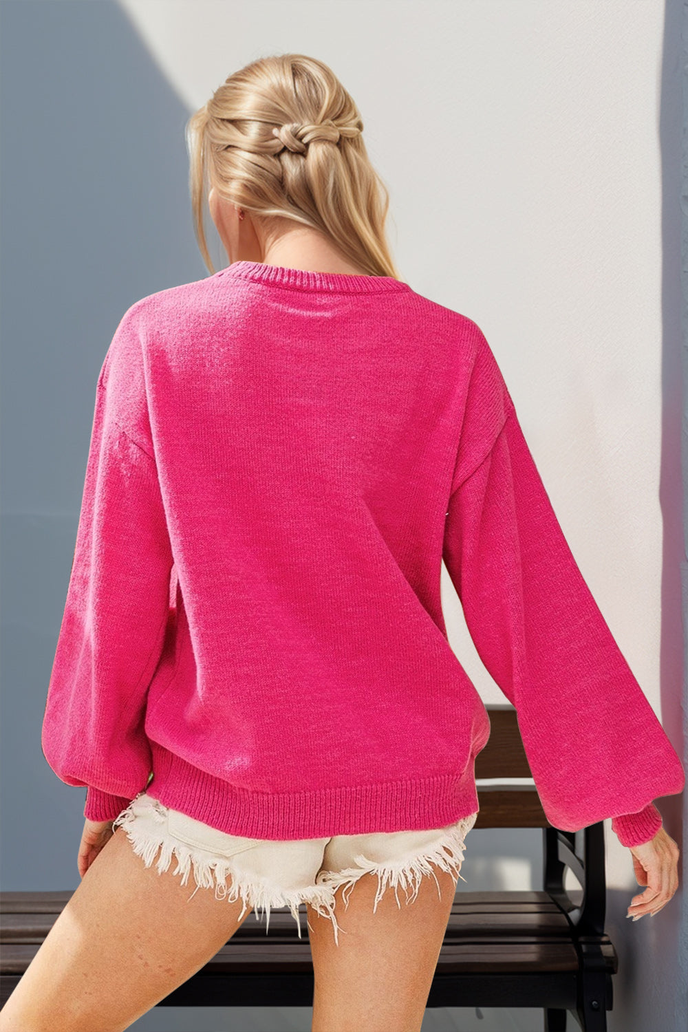 Double Take Full Size Sequin Nutcracker Long Sleeve Sweater NicholesGifts
