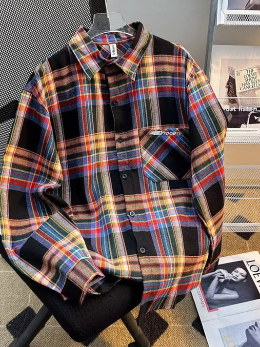 Men's Full Size Vintage Plaid Flannel Button-Down Shirt Plus Size NicholesGifts
