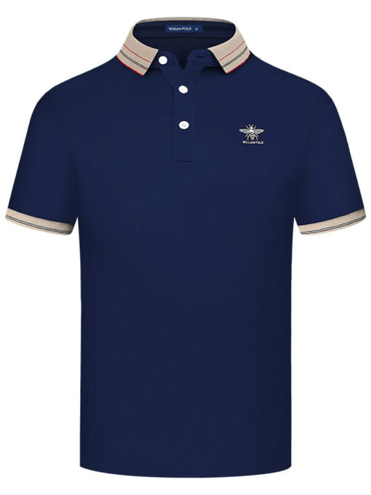 Men's Plus Size Striped Collar Short Sleeve Polo NicholesGifts