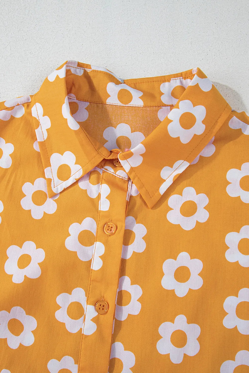 Floral Collared Neck Three-Quarter Sleeve Dress Trendsi