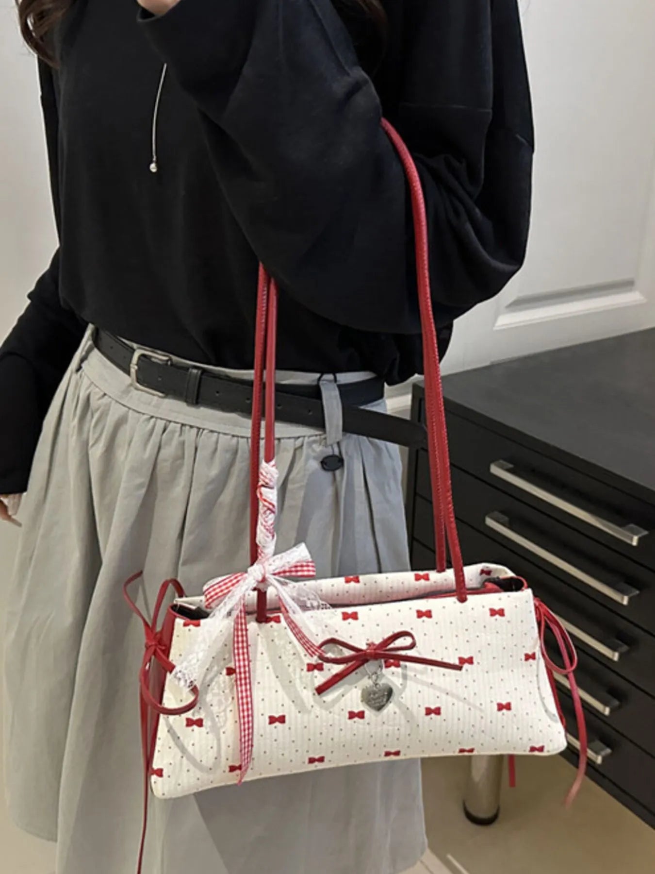 Bow Print Shoulder Bag Trendsi