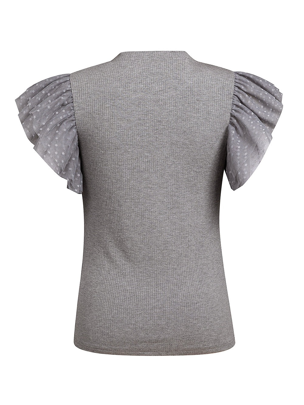 Ruffled Round Neck Cap Sleeve Top