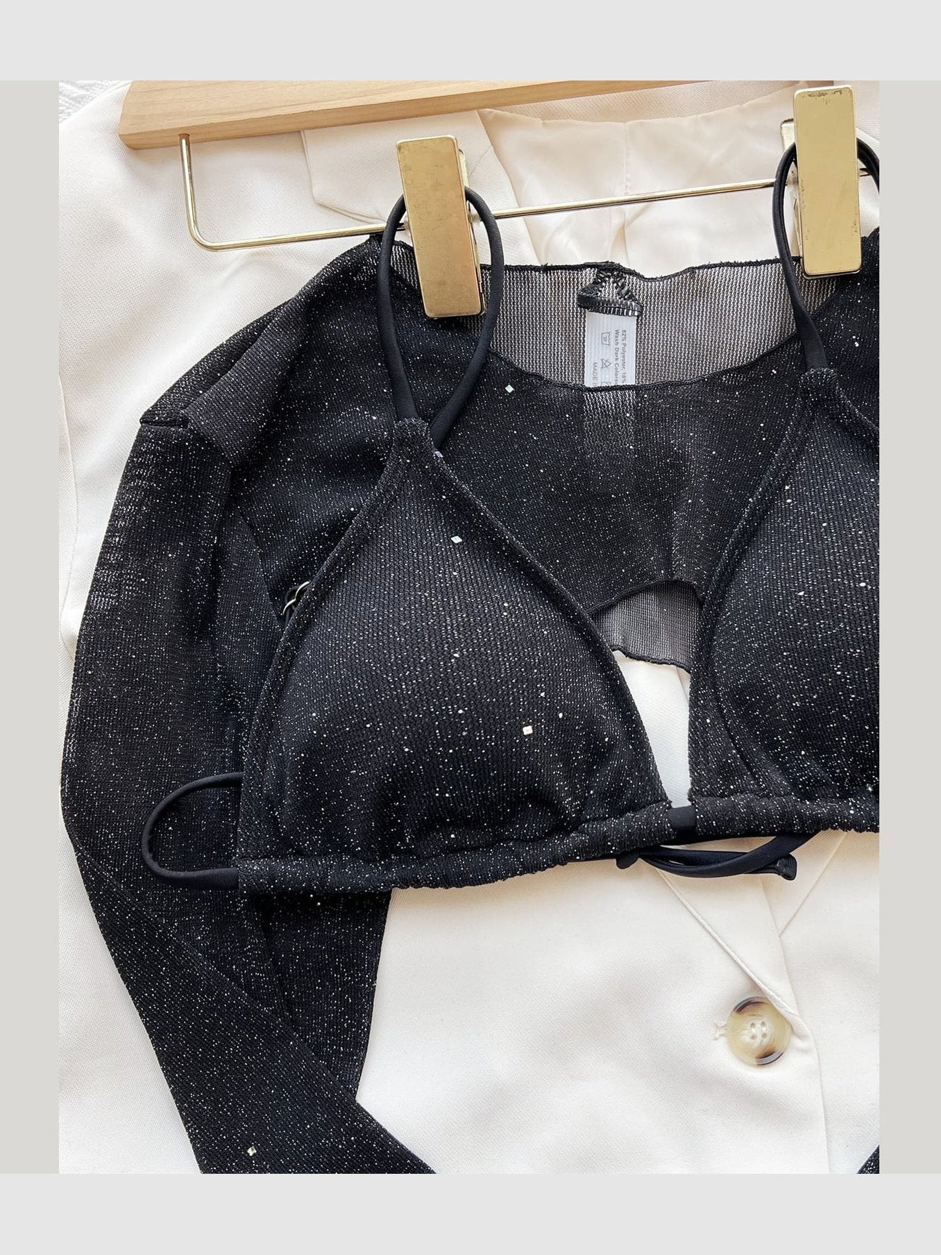 Women Glitter Three-Piece Swim Set