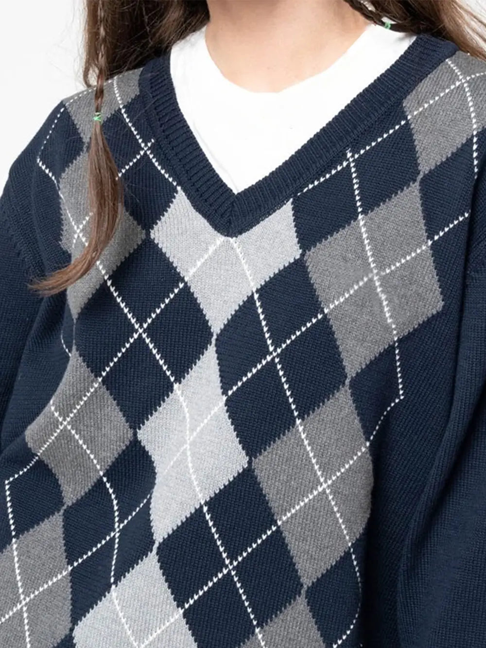 Geometric V-Neck Long Sleeve Sweater nicholesgifts