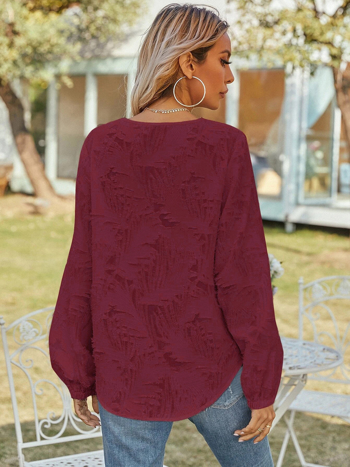 V-Neck Long Sleeve Blouse nicholesgifts