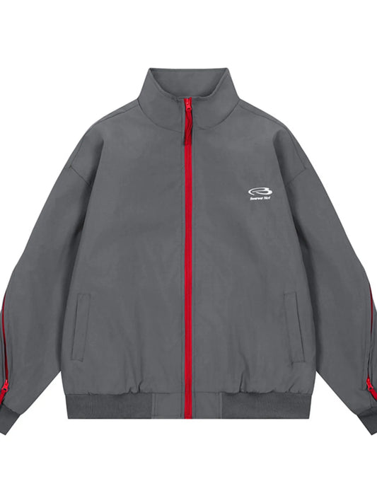 Men's Striped Zip Up Long Sleeve Jacket