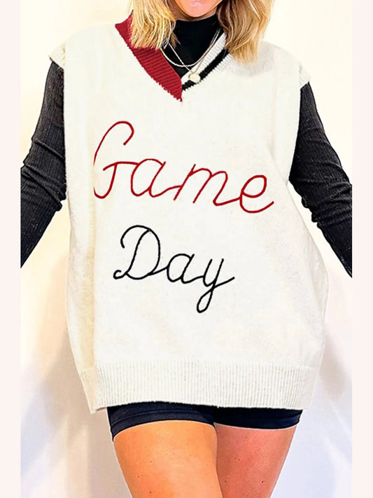 GAME DAY V-Neck Sweater Vest nicholesgifts