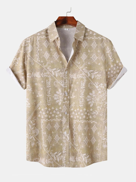 Men's Printed Short Sleeve Button-Up Shirt NicholesGifts