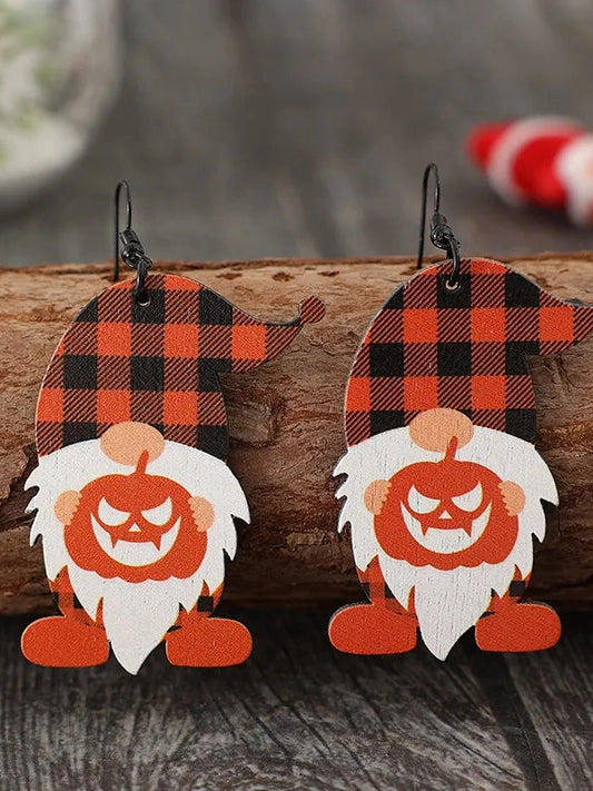 Wooden Dwarfs Pumpkin Dangle Earrings