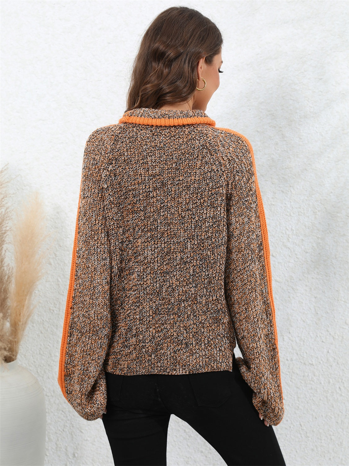 Angel Wings Heathered Turtleneck Long Sleeve Sweater nicholesgifts