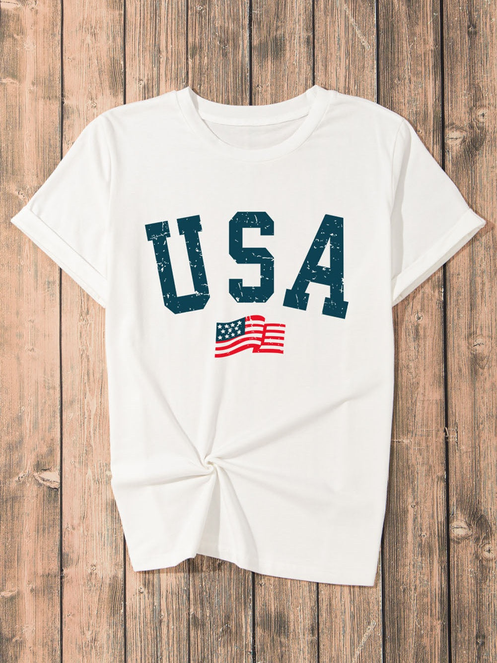 USA Round Neck Short Sleeve T-Shirt
