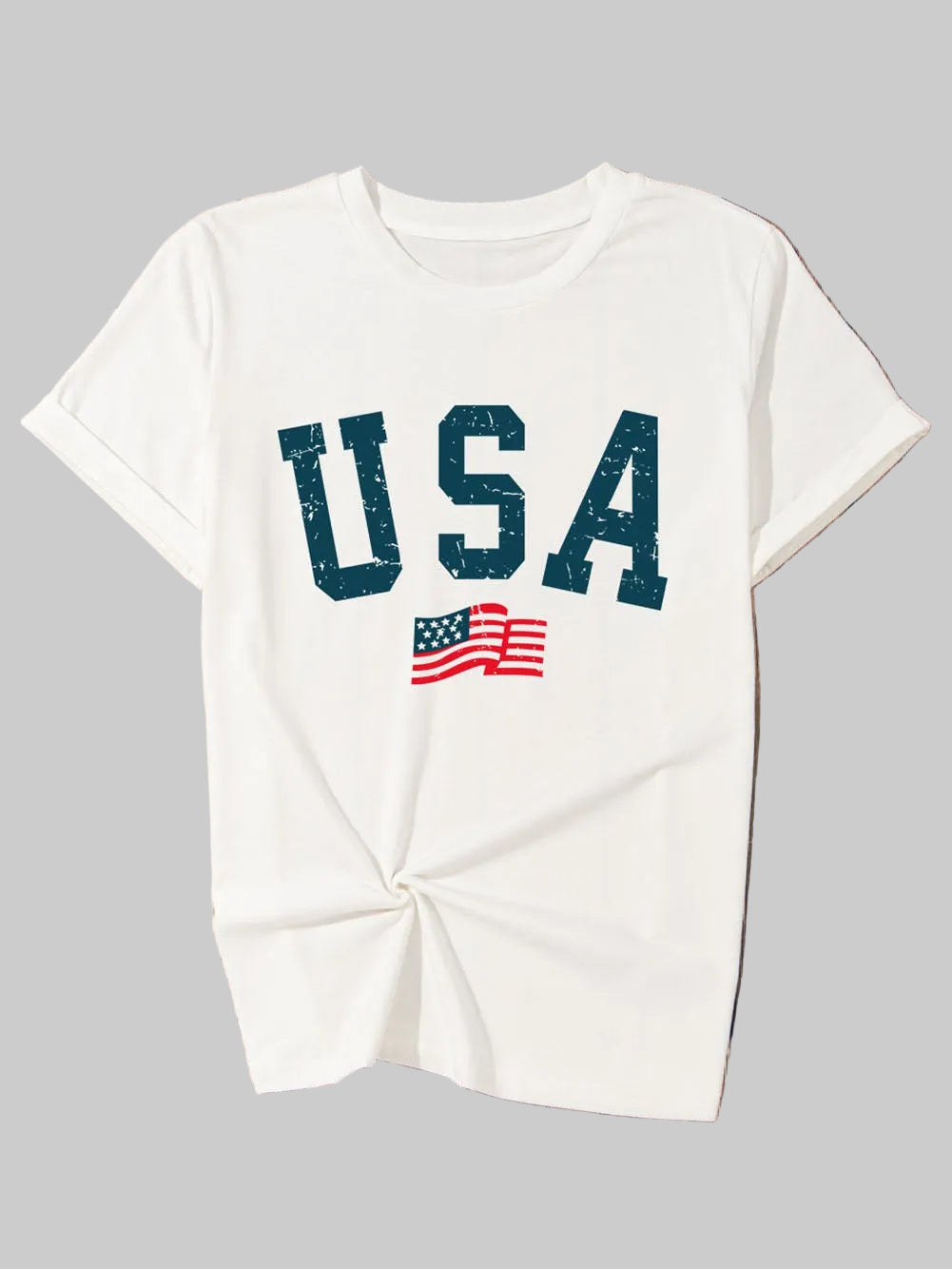 USA Round Neck Short Sleeve T-Shirt nicholesgifts
