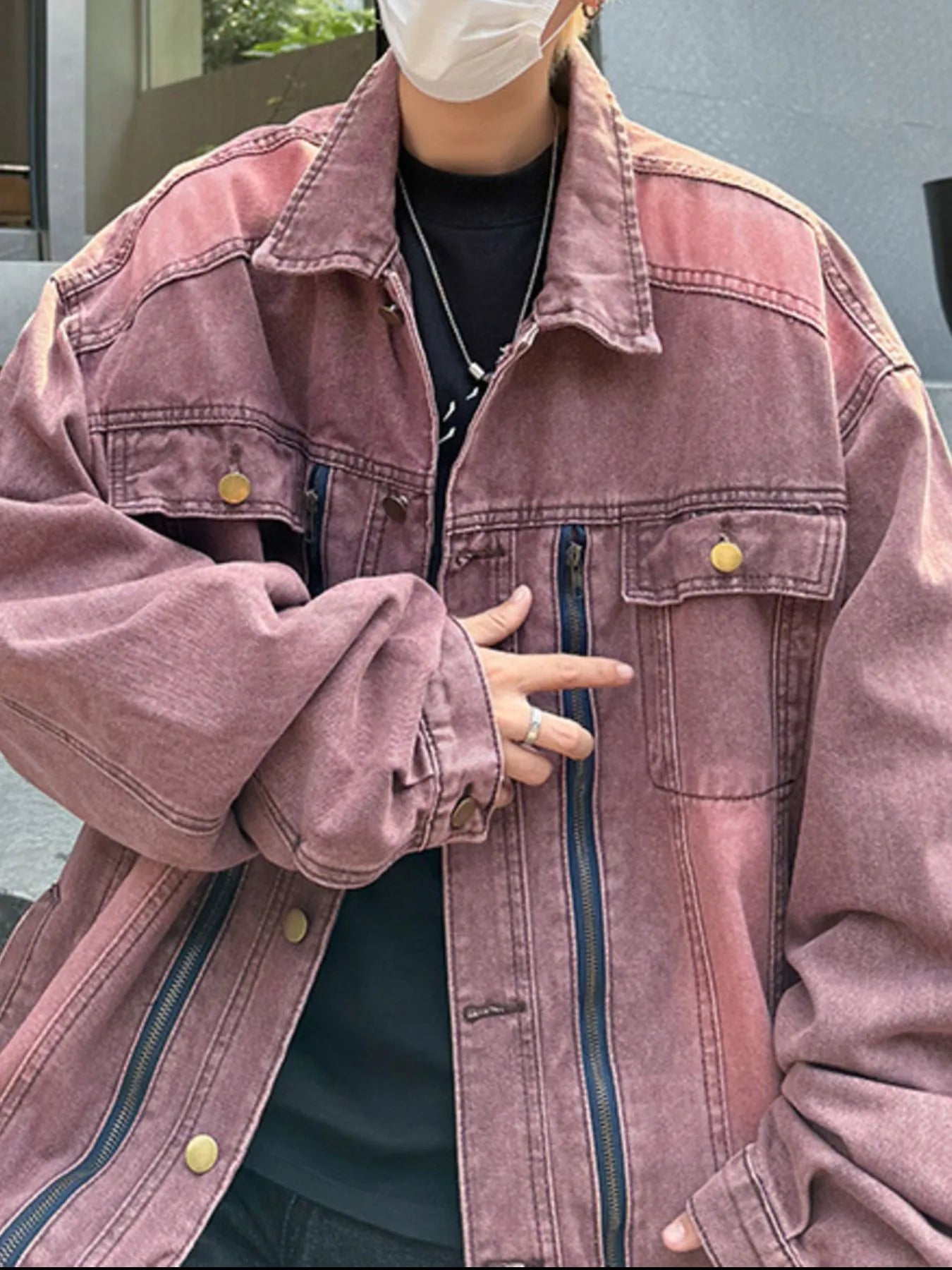 Men's Plus Size Button Up Long Sleeve Denim Jacket Trendsi