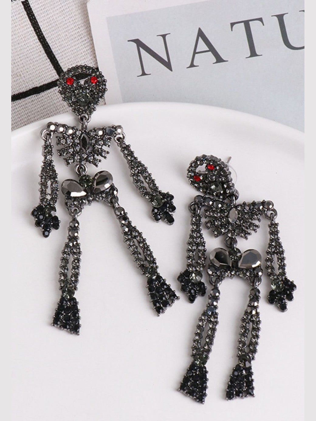 Skeleton Shape Glass Stone Dangle Earrings Trendsi