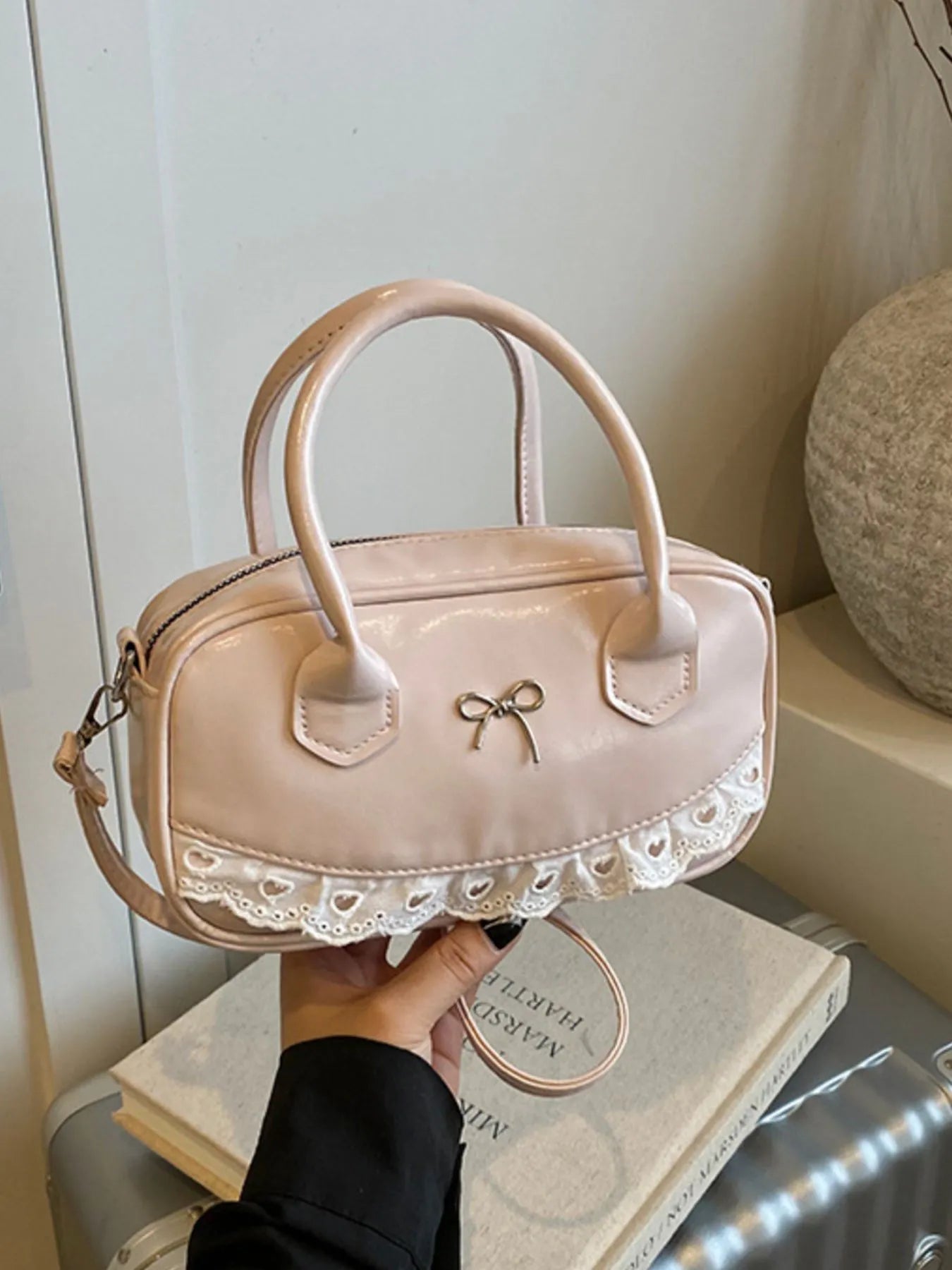 Lace Detail Bow Crossbody Bag Trendsi