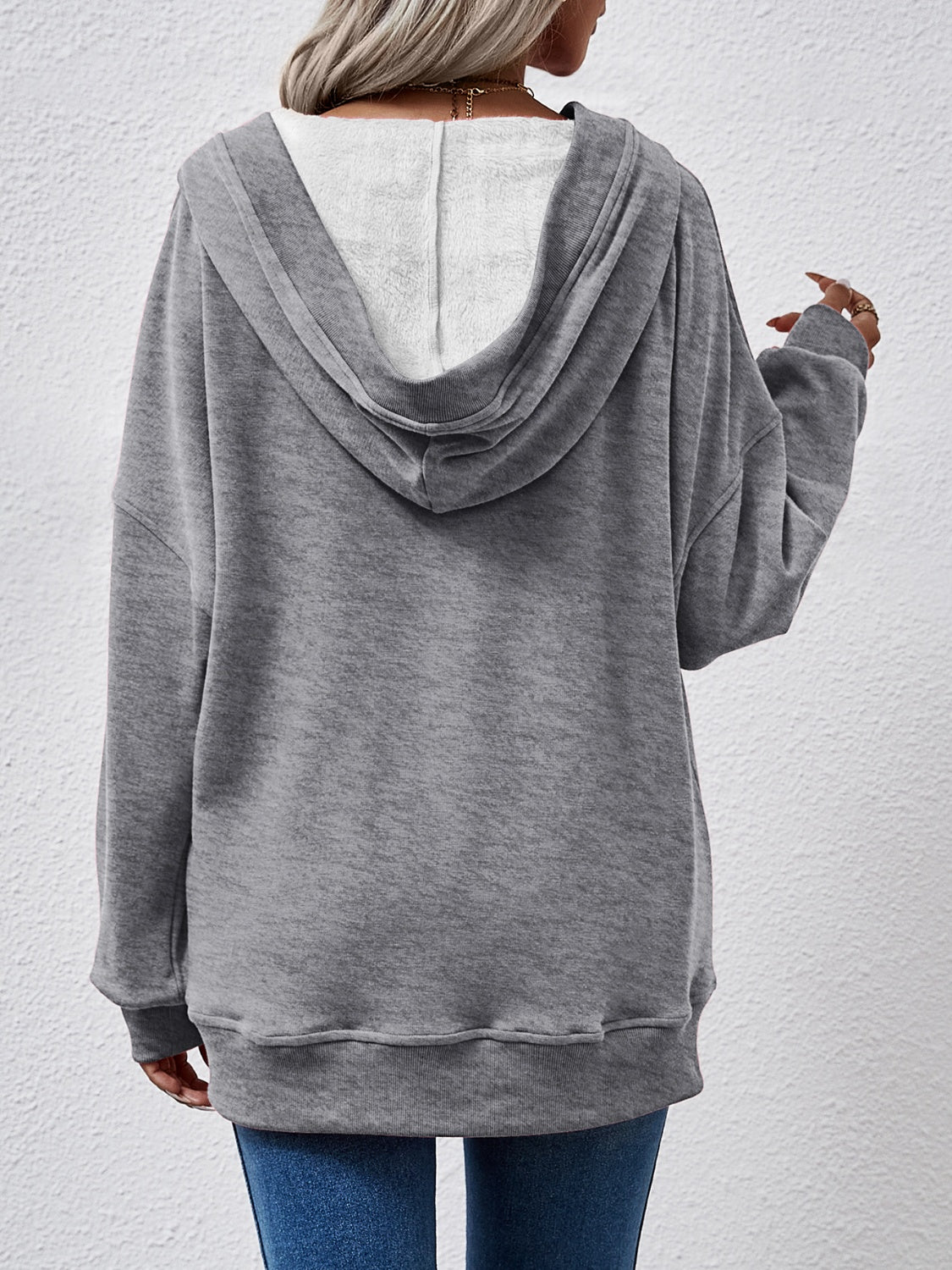 NicholesGifts Women V-Neck Drop Shoulder Long Sleeve Hoodie